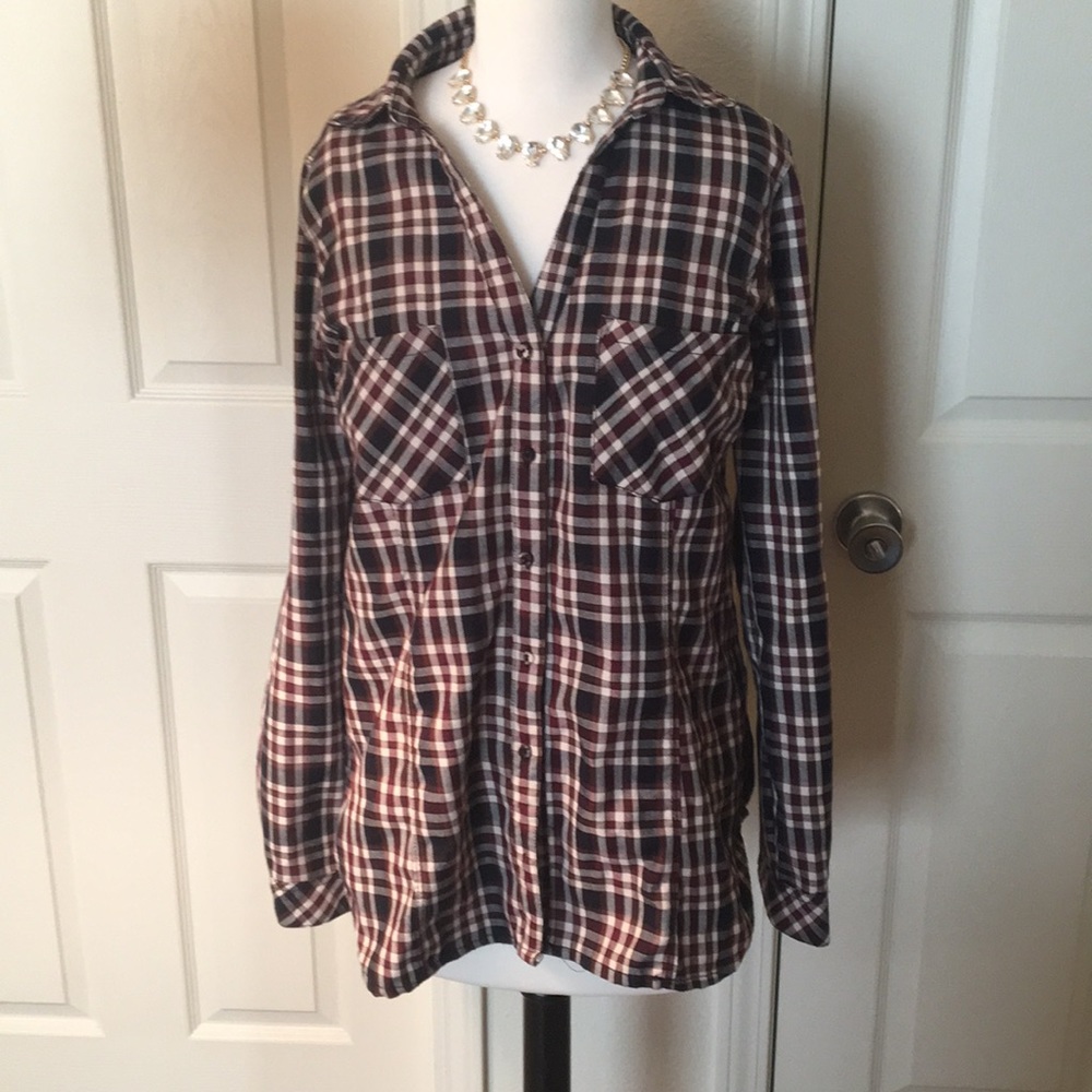 Skies are Blue Purple Plaid Button Down Shirt